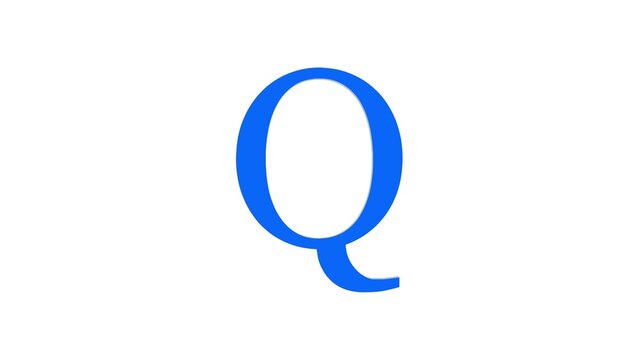 3d Q letter logo loopable blue color white background