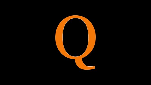 3d Q letter logo loopable brown color black background