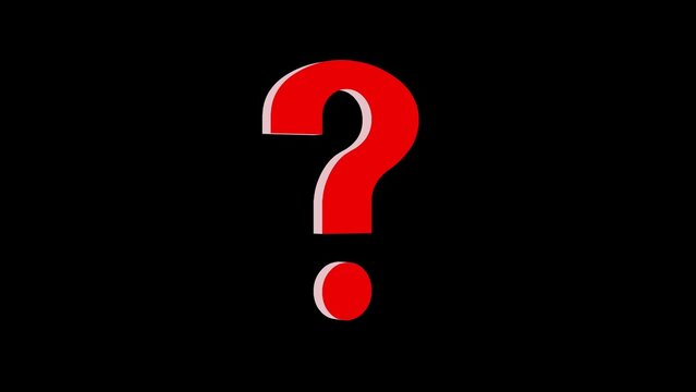 3d question mark logo icon loopable red color black background