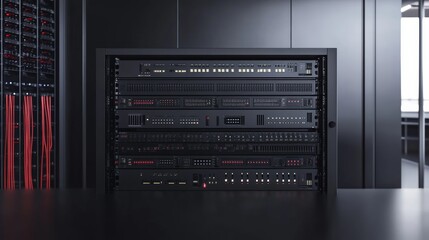 Poster - Modular switch: A modular network switch system that can be customized and expanded with different modules, offering flexibility to adapt to growing network demands.
