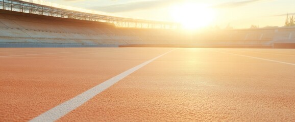 Poster - Dreamy Sunset over Empty Stadium Serene Nostalgia and Escape
