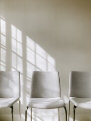 Poster - Minimalist Office Chairs in Sunlit Modern Interior Setting