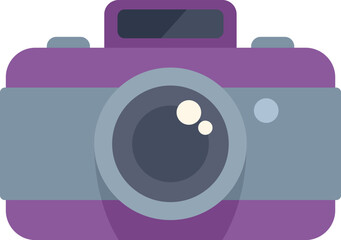 Poster - stylish purple camera with a large lens, ready to capture life's precious moments
