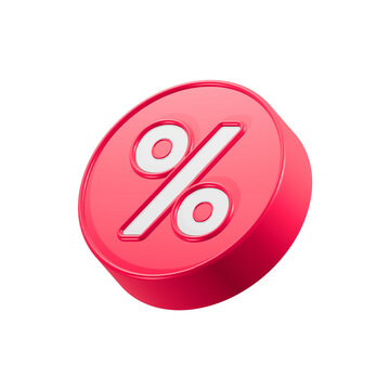 percent tag shop badge icon 3d red color