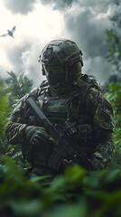 Poster - Elite soldier in nature