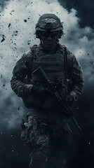 Wall Mural - Soldier in action