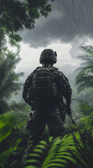 Soldier in rainforest