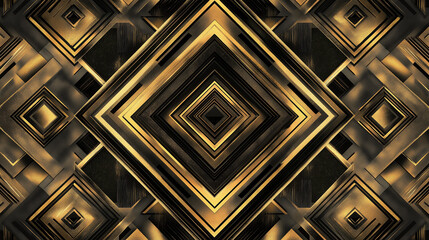 Black and gold wallpaper with Art Deco pattern