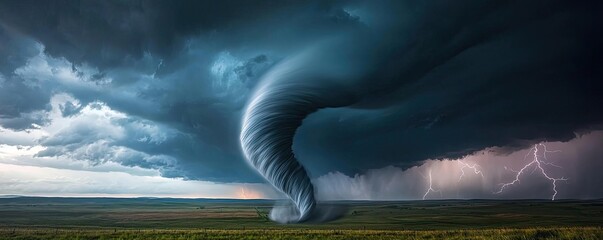 Poster - A powerful tornado swirling amidst dark storm clouds.