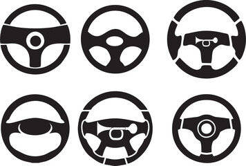 steering wheel icon set. vehicle driver symbol templates. car and driver logo in multiple style for 