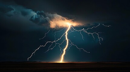 Poster - Dramatic lightning striking over a dark stormy sky, illuminating the clouds.