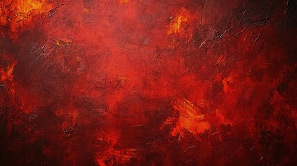 Wall Mural - A dark red textured paint design with rough brush strokes and hints of orange and brown, creating an abstract concrete-style background with depth and texture.