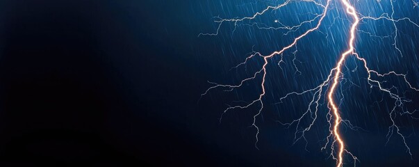 Poster - Dramatic lightning strike illuminating a dark stormy sky.