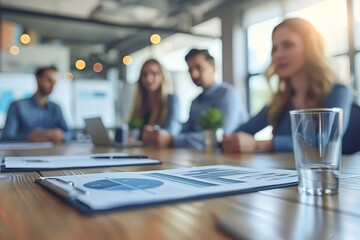 Business Meeting Analysis Graph Chart Pie Chart Water Glass Business Meeting Analysis Graph Chart Pie Chart Water Glass