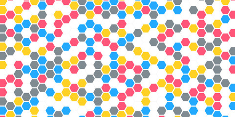 Beautiful colorful Zero pattern design. Geometric sample. Repeating hexagon shapes. Vector art