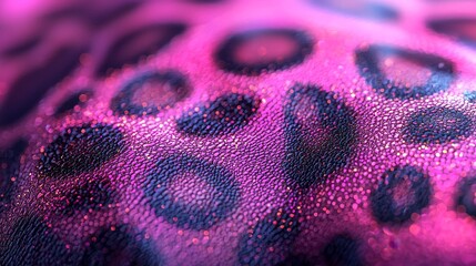 Neon pink leopard spots, holographic shimmer, futuristic backdrop, vibrant animal print texture