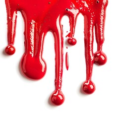 Poster - Paint red color dripping isolated on white background