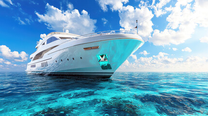 Luxury Yacht on Vibrant Ocean Water