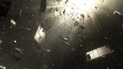 Poster - Futuristic Energy Converter Surrounded by Debris