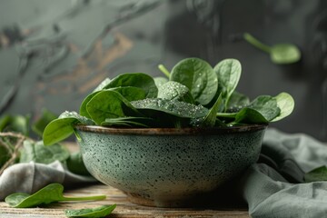 Add fresh spinach to the bowl