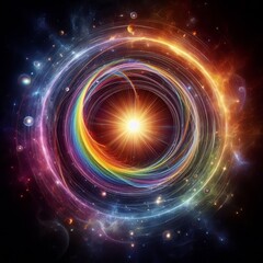 Wall Mural - fractal burst background featuring a vibrant swirl of colors with energy and motion, creating an abs