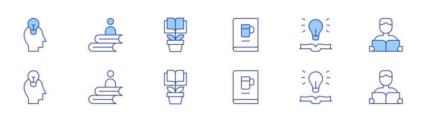 Poster - Knowledge icon set in two styles, Duotone and Thin Line style. Editable stroke. creative, beers, idea, knowledge, customer, educative book