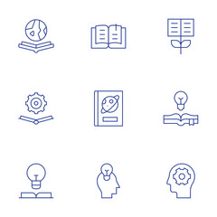 Poster - Knowledge icons set. Thin Line style, editable stroke. growth, idea, knowledge, book, creative, world book day