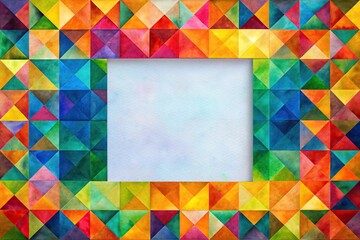 Wide-Angle abstract colorful geometric painting with rectangle