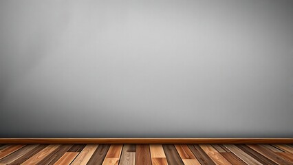 Poster - Empty room with wooden floor and gray wall background. Minimalist interior design