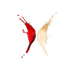 Wine Splash: Dynamic Red and White Pouring into Glasses with Splashing Liquid