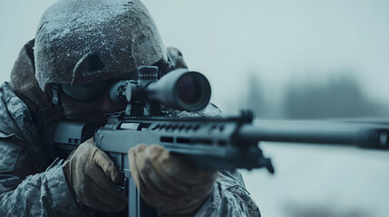 Canvas Print - Snowy sniper standoff