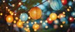 © Markus Herzog - Partydekoration für eine Gartenparty im Sommer, Leuchtende Lampion Girlande