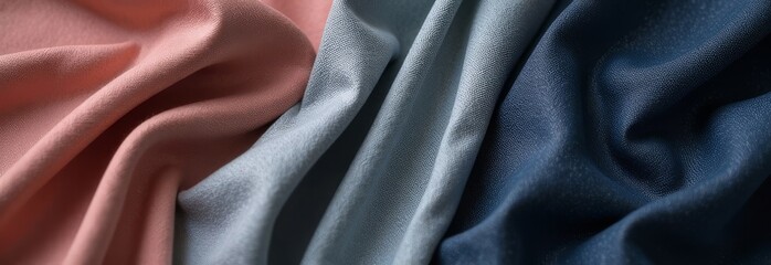 Poster - A blue, pink, and purple fabric is folded and displayed