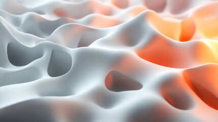 Poster - A white and orange wave pattern with a lot of holes
