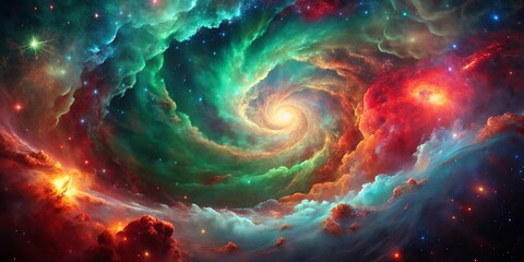 Wall Mural - A cosmic dance of swirling nebulae, a symphony of colors and celestial forms, a canvas of stardust and ethereal beauty.
