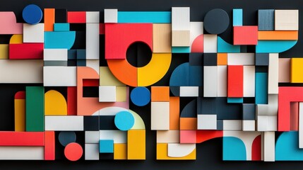 Poster - A dynamic composition of colorful 3D blocks arranged in a creative pattern, showcasing vibrant colors and playful shapes that inspire imagination