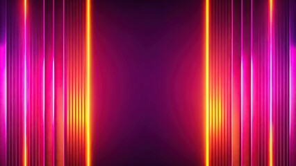 Futuristic abstract background with silhouettes of hot pink and neon orange