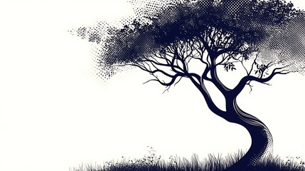Poster - A single, stylized, black tree with a white background.