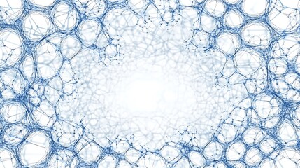 Poster - Abstract blue and white network pattern with a white center.