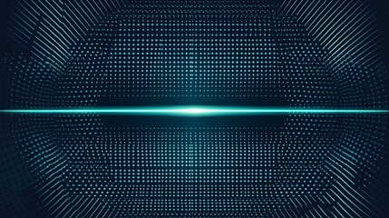Aufkleber - Abstract blue glowing digital grid with a horizontal line of light.