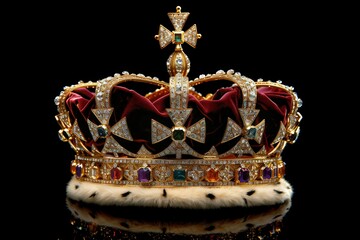 The isolated royal coronation crown on black background