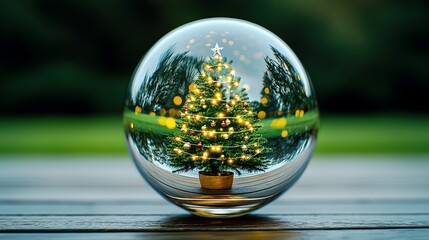 Poster - Glass Pendant with Christmas Tree Illustration