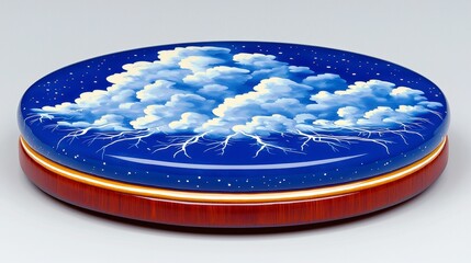 Poster - Blue Cloud Watercolor Painting on Glossy Surface