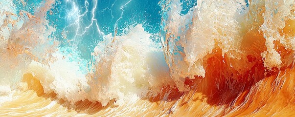 Poster - Stormy Ocean Waves in 3D Illustration