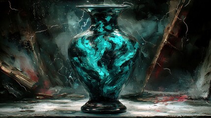Poster - Glossy 3D Glass Vase Illustration with Unique Design