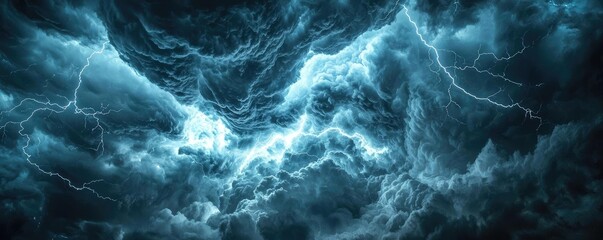 Poster - Dramatic storm clouds with lightning, showcasing nature's fierce beauty.