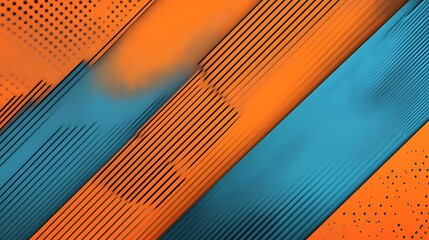 Poster - Abstract geometric background with diagonal lines and orange and blue color.