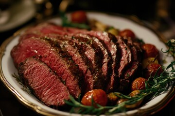 Poster - Close-up of plate of food with meat