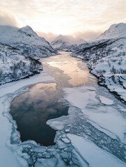 Sticker - Snowy mountain lake