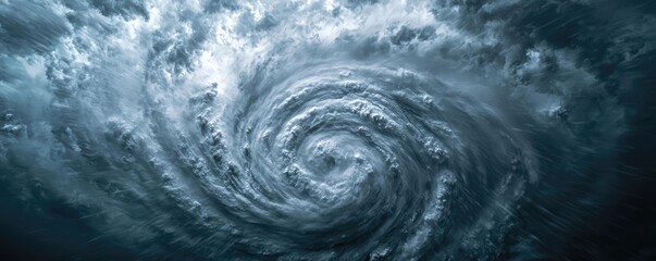 Poster - Powerful cyclone swirling in dramatic dark clouds, atmospheric weather phenomenon.